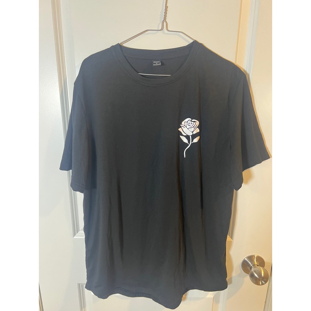 Manfinity Mens T-Shirt Rose Graphic Black Large